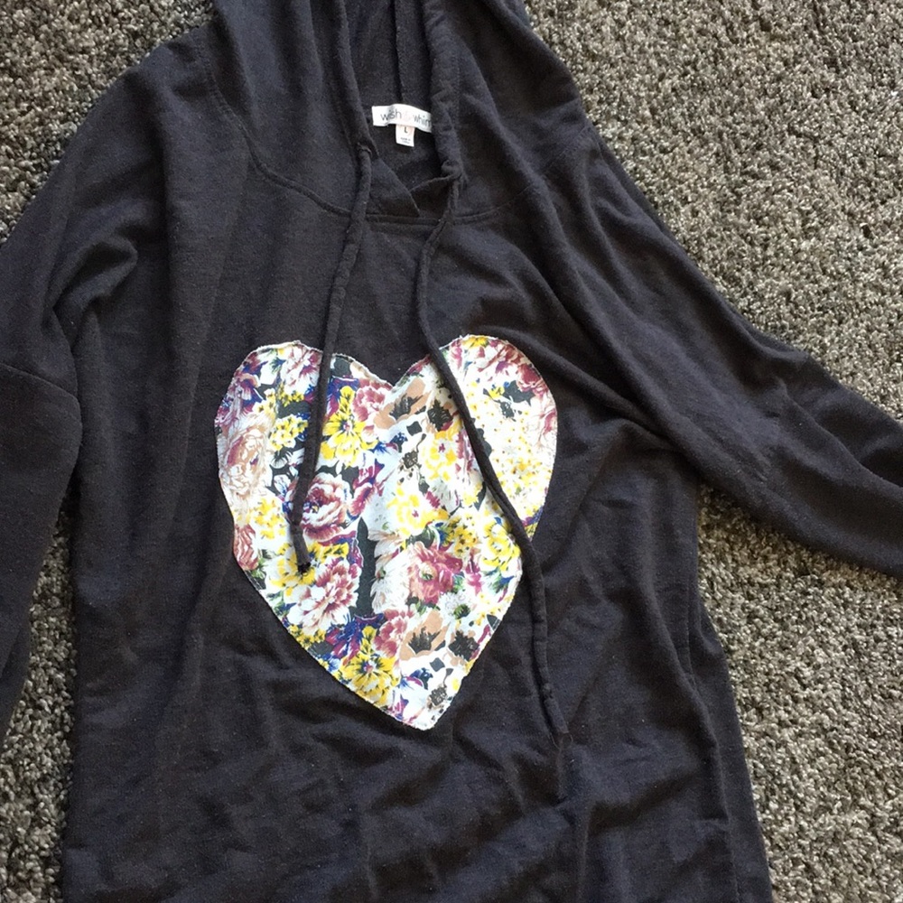 Worn sweatshirt.